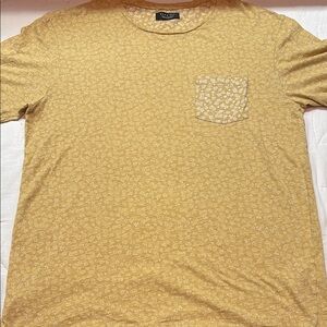 Zara Man Gold White Floral Print Short Sleeve Crew Neck T-Shirt Tee